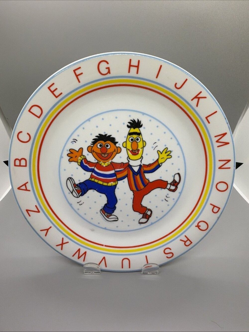 Vintage Sesame Street Plate Bert and Ernie Porcelain Alphabet kids Plate 8.5"